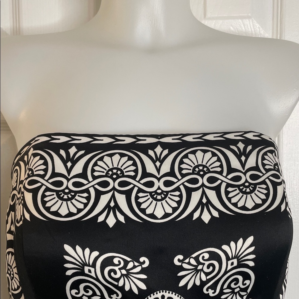 WHITE HOUSE BLACK MARKET STRAPLESS EMBELLISHED BUSTIER TOP BLACK & WHITE SIZE 8 - Picture 5 of 11